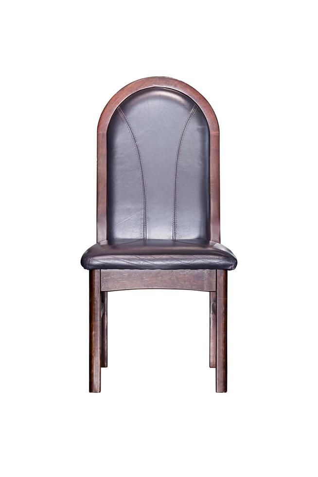 Wooden chair covered leather . photo