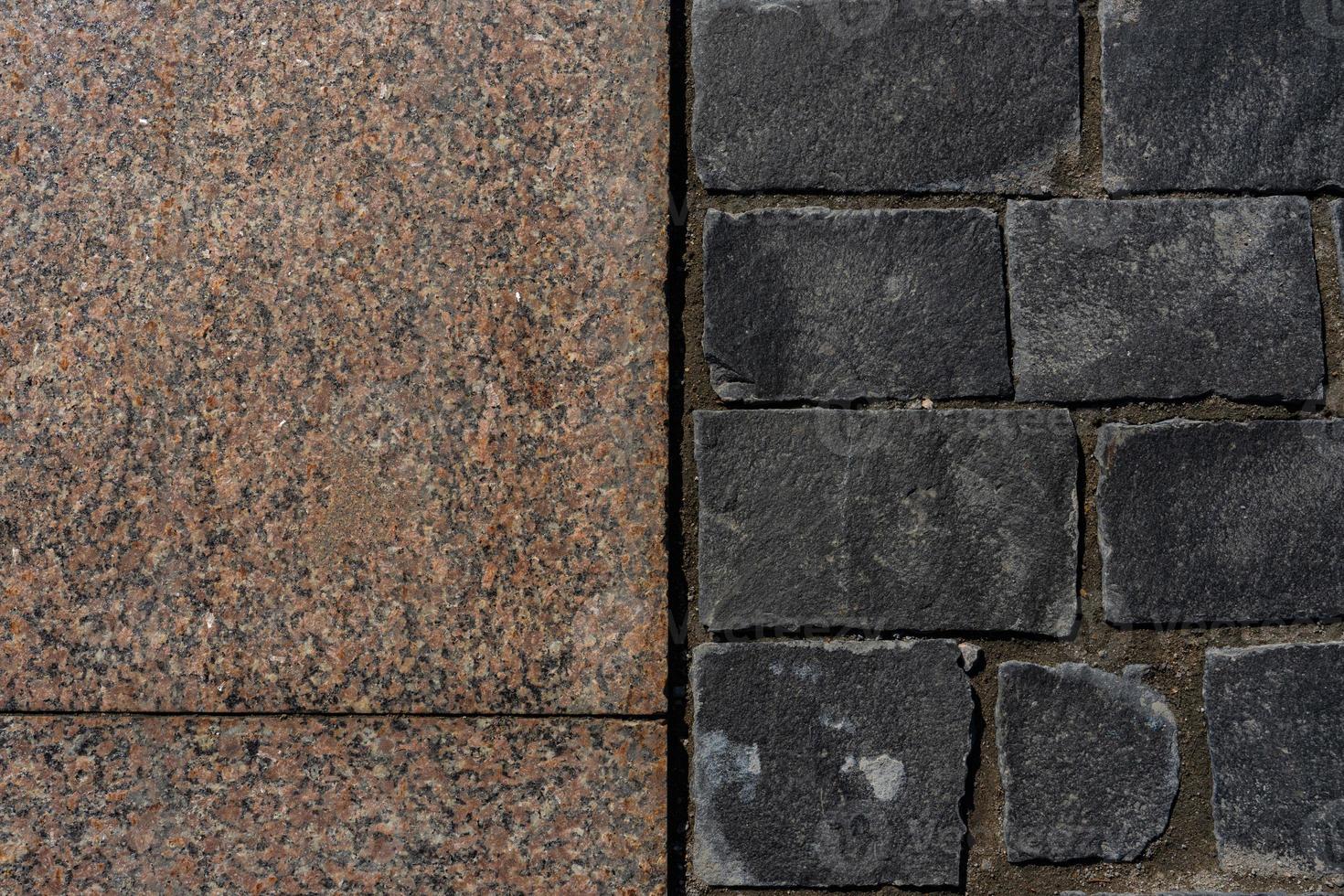 Granite texture, granite background, granite stone, paving stone, two different backgrounds photo