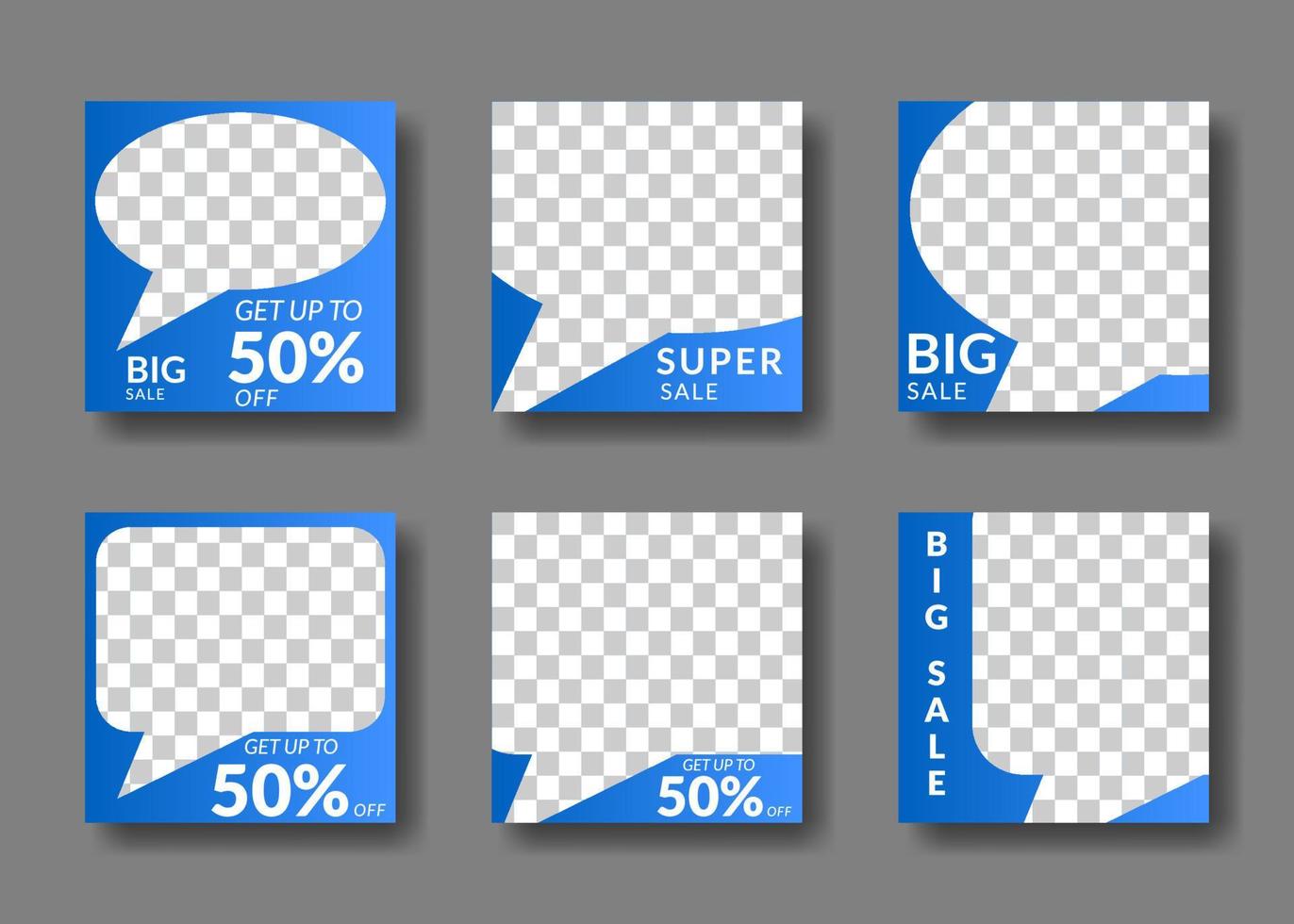 set of editable square banner templates. for social media posts, promotions, digital marketing. speech balloon shape vector