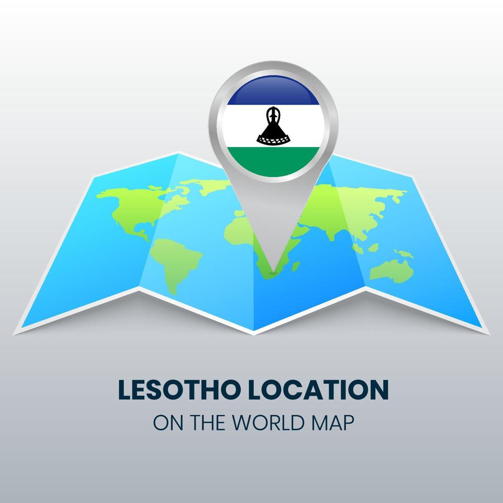 Location icon of Lesotho on the world map, Round pin icon of Lesotho vector