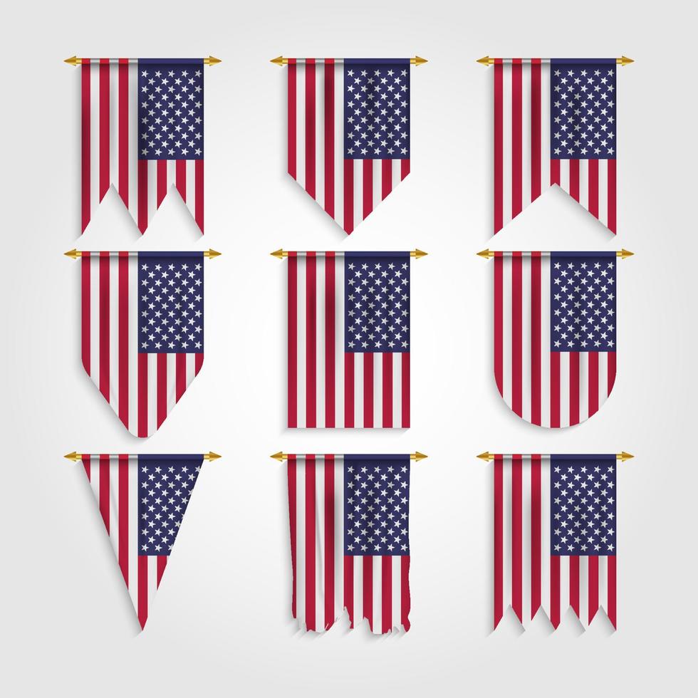 bandera de estados unidos en diferentes formas, bandera de estados unidos en varias formas vector