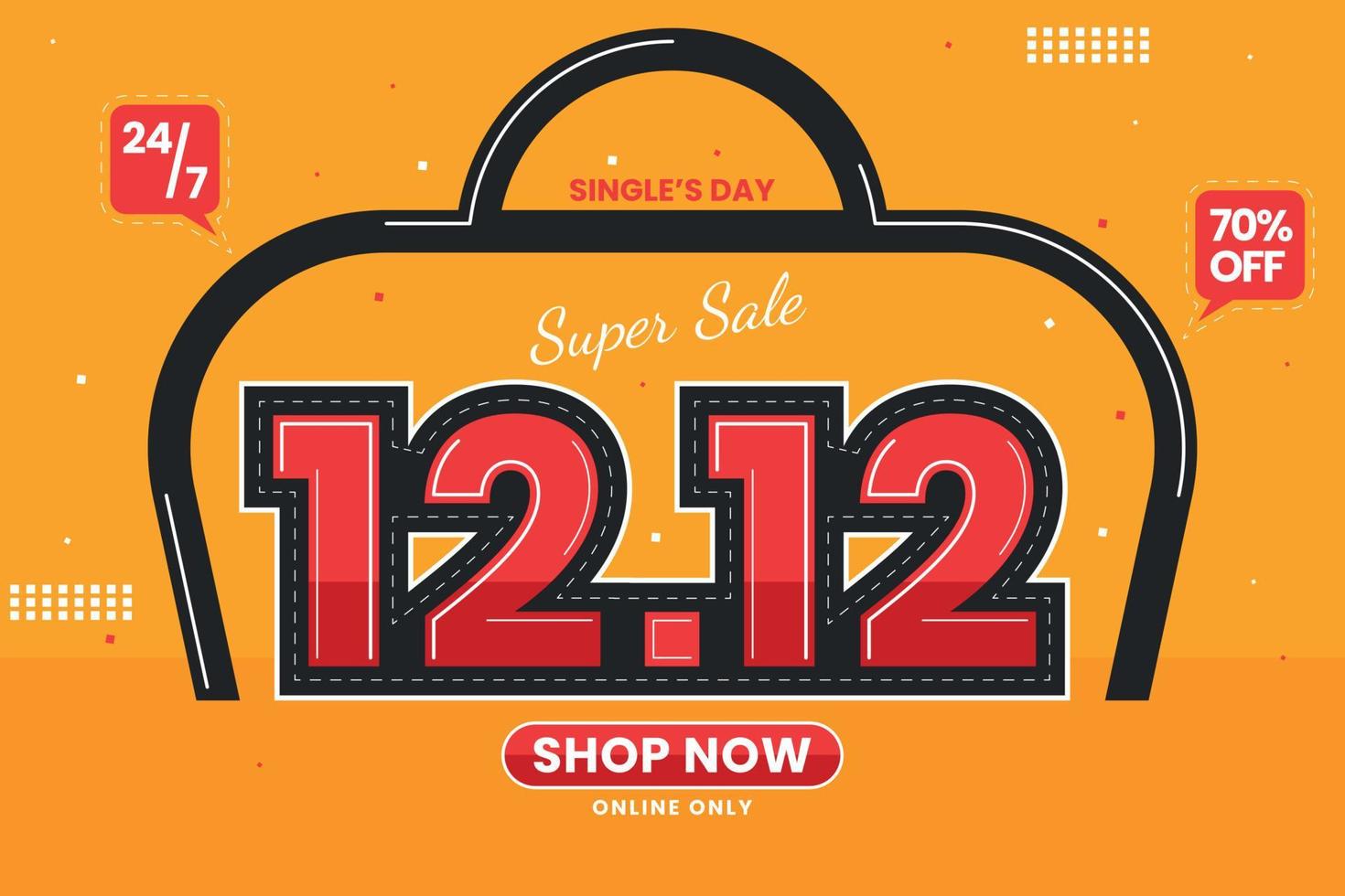 Background 12.12 Shopping day sale banner illustration vector