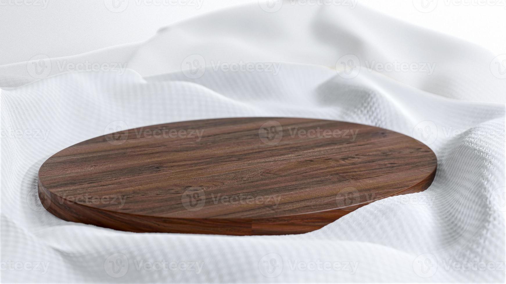 Wooden product display podium with blurred background photo