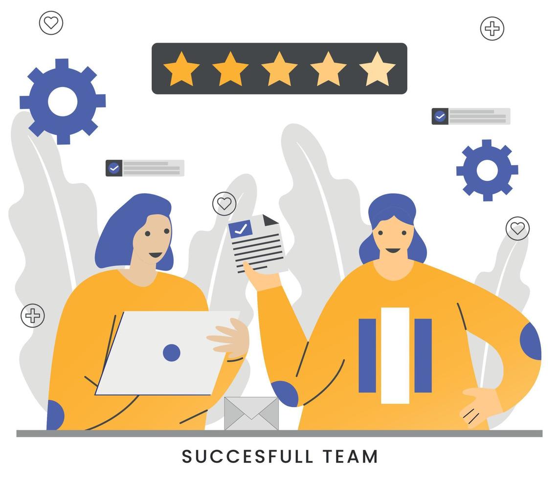 Flat vector illustration business teamwork concept