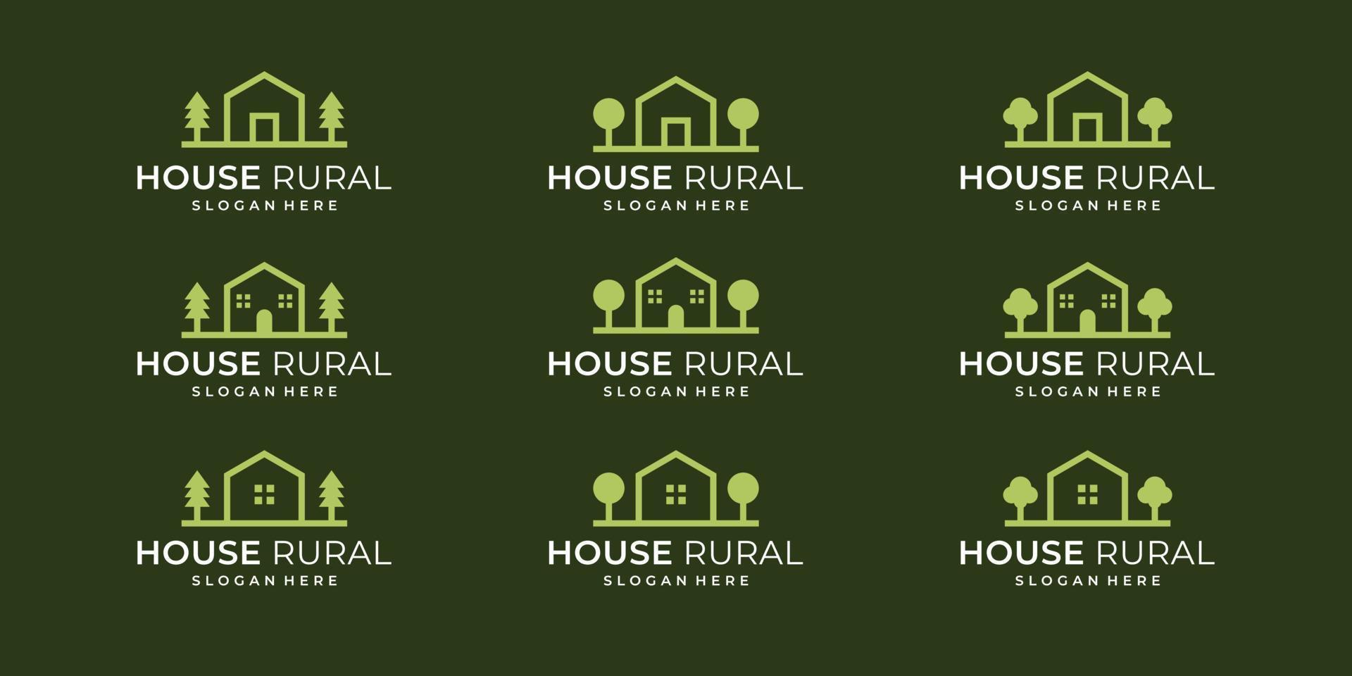 collection of country house logos with flat and abstract models. vector