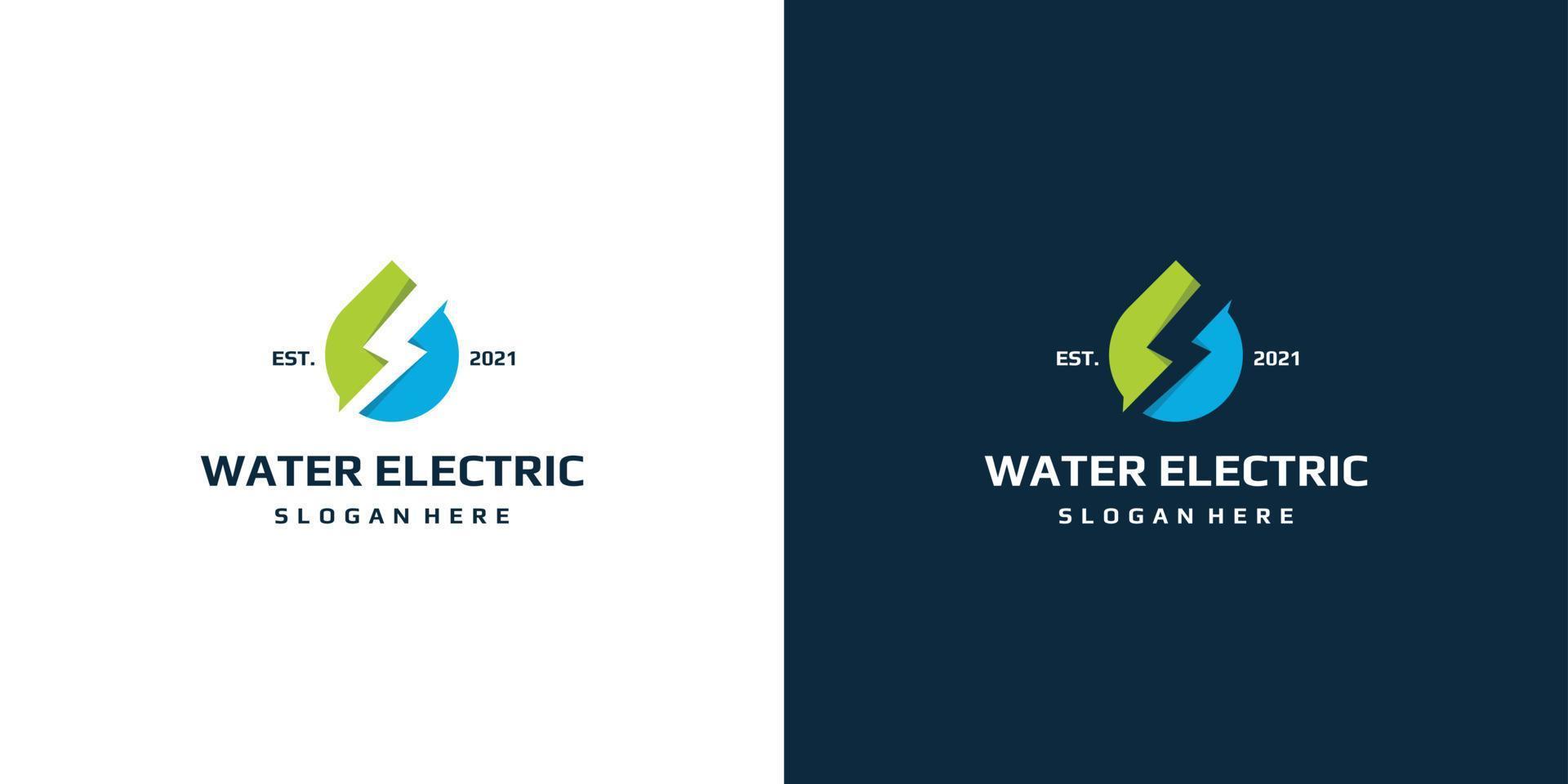 water logo and lightning logo shape. business card design. vector