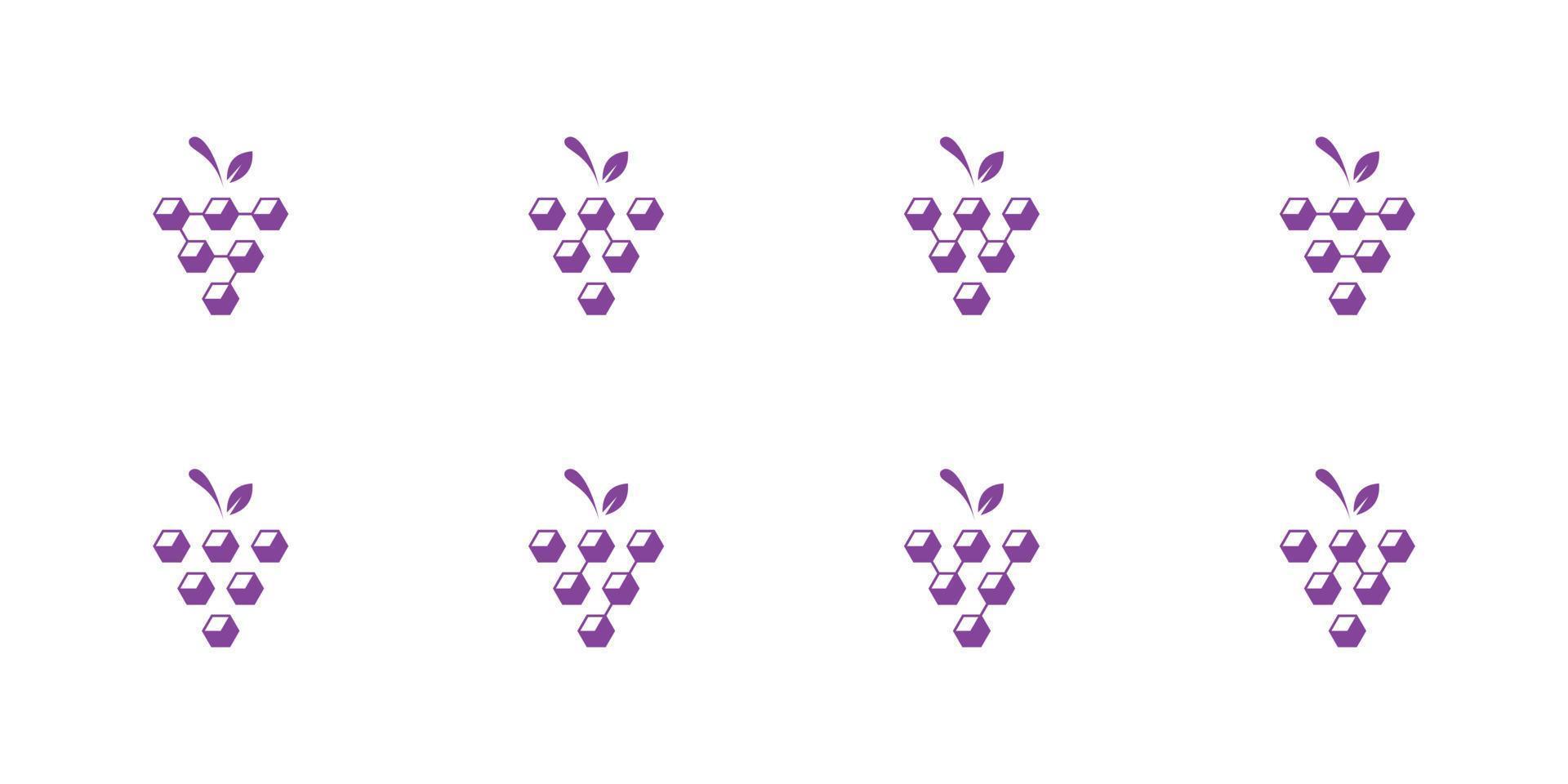 colección abstracta de logotipos de frutas de uva con cuadrados. vectores premium.