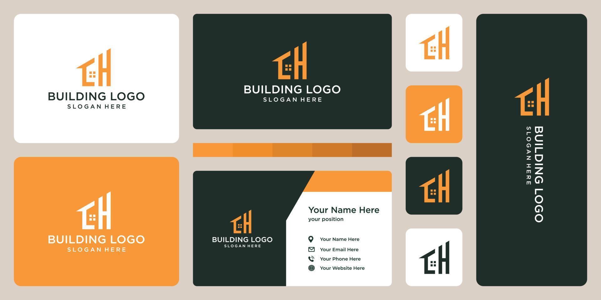 initial letter H and the shape of the house building logo with an abstract model. vector
