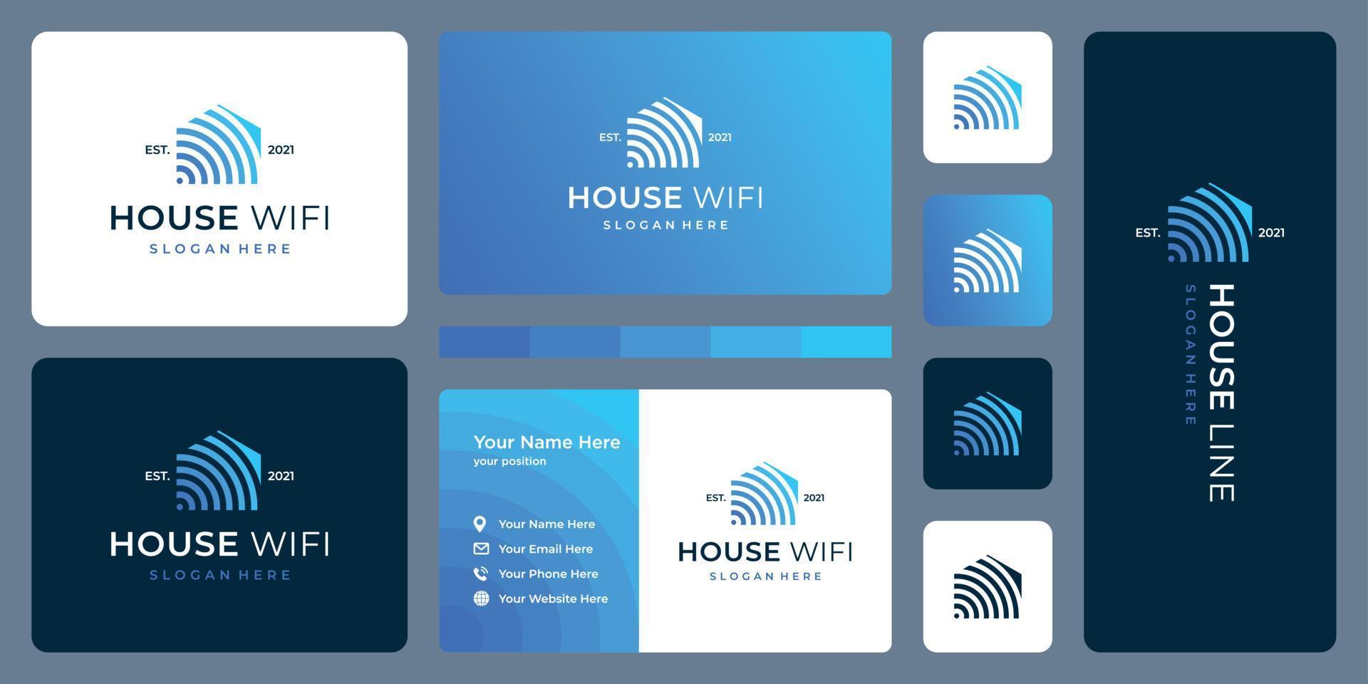 modern house with line and signal models. business card. vector