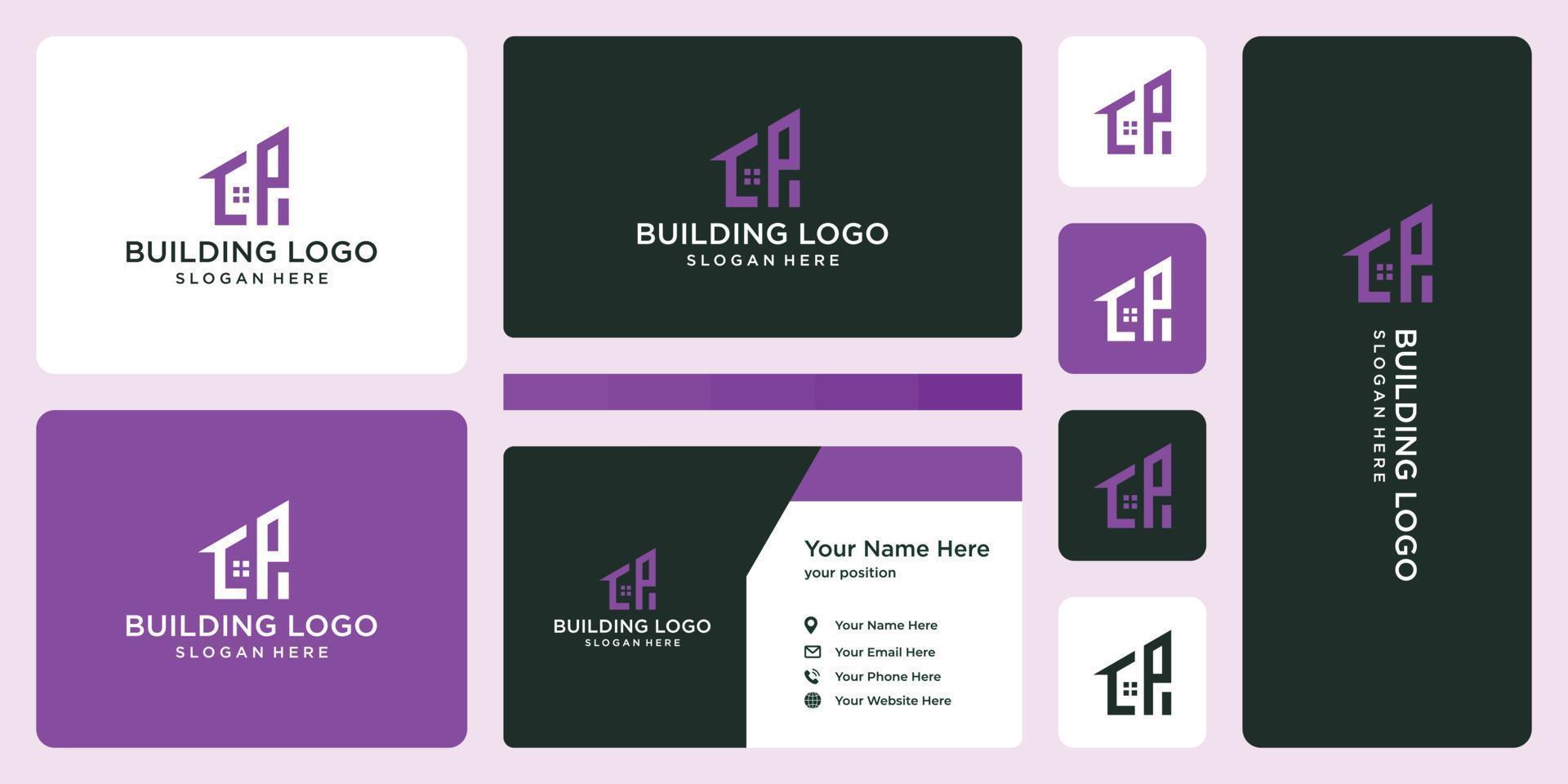 initial letter P and the shape of the house building logo with an abstract model. vector