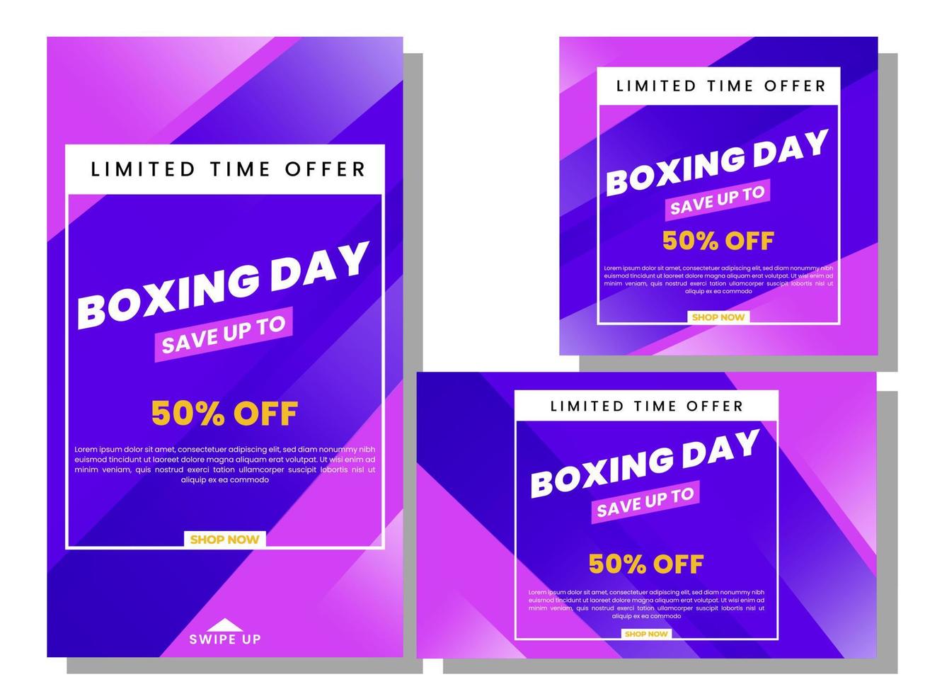 Boxing day social media post template design collection illustration vector