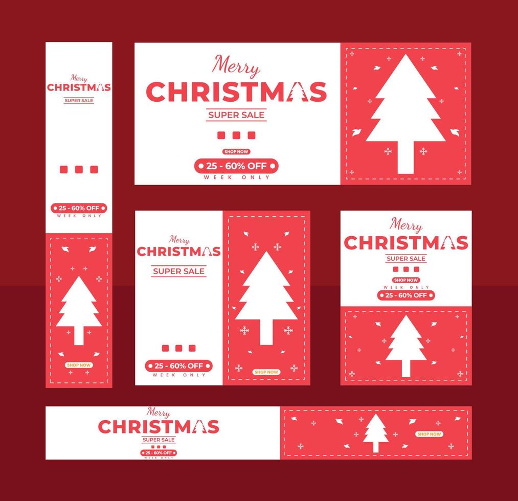 Set banner Christmas flat design template illustration vector