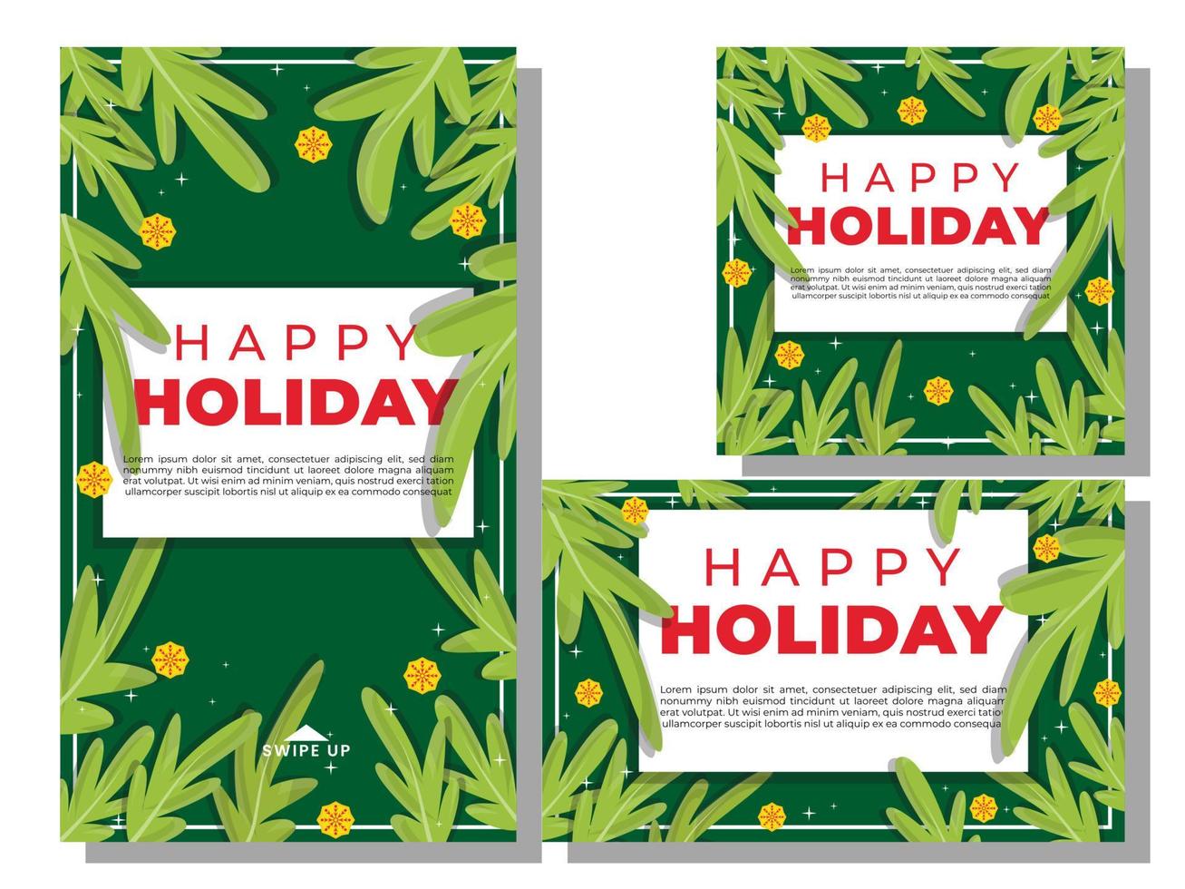 Happy holiday social media post template design collection illustration vector