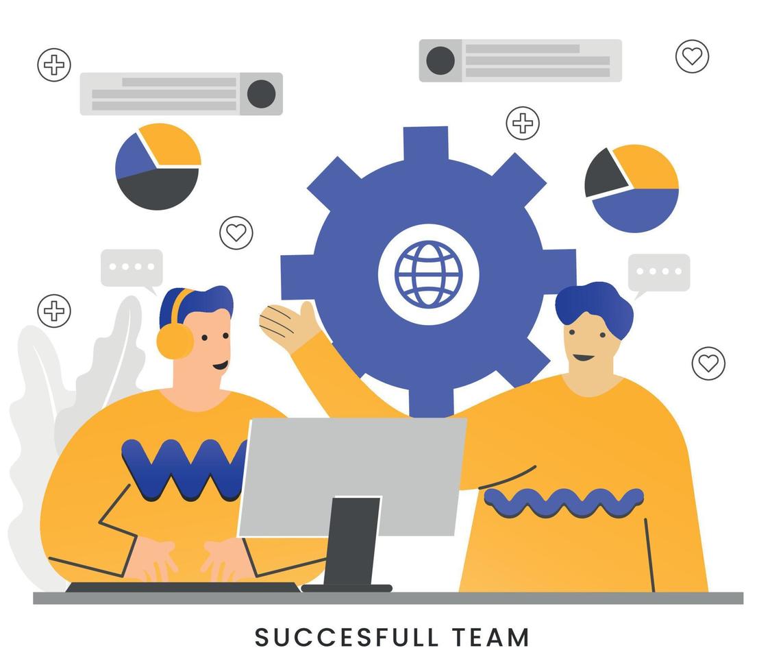 Flat vector illustration business teamwork concept