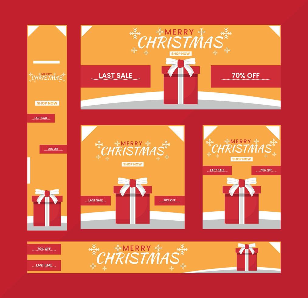 Set banner Christmas flat design template illustration vector