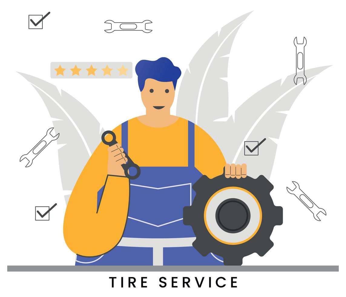 Vector illustration tire service center concept