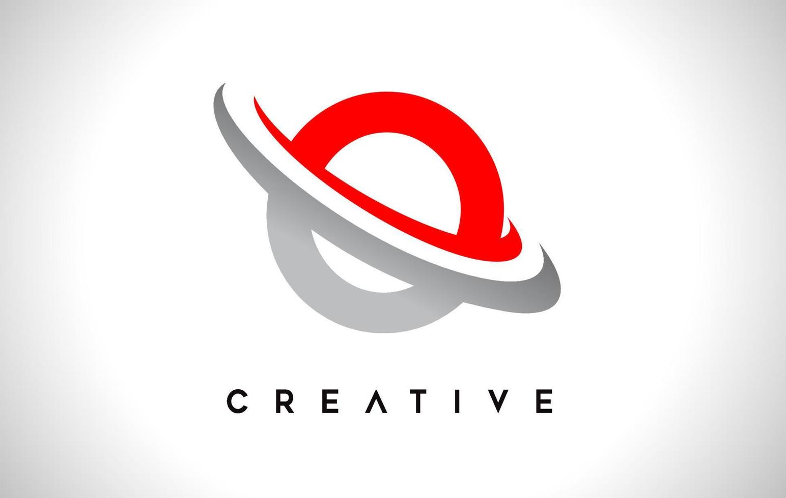 logotipo de la letra o. o vector de diseño de letra con vector de swash gris rojo