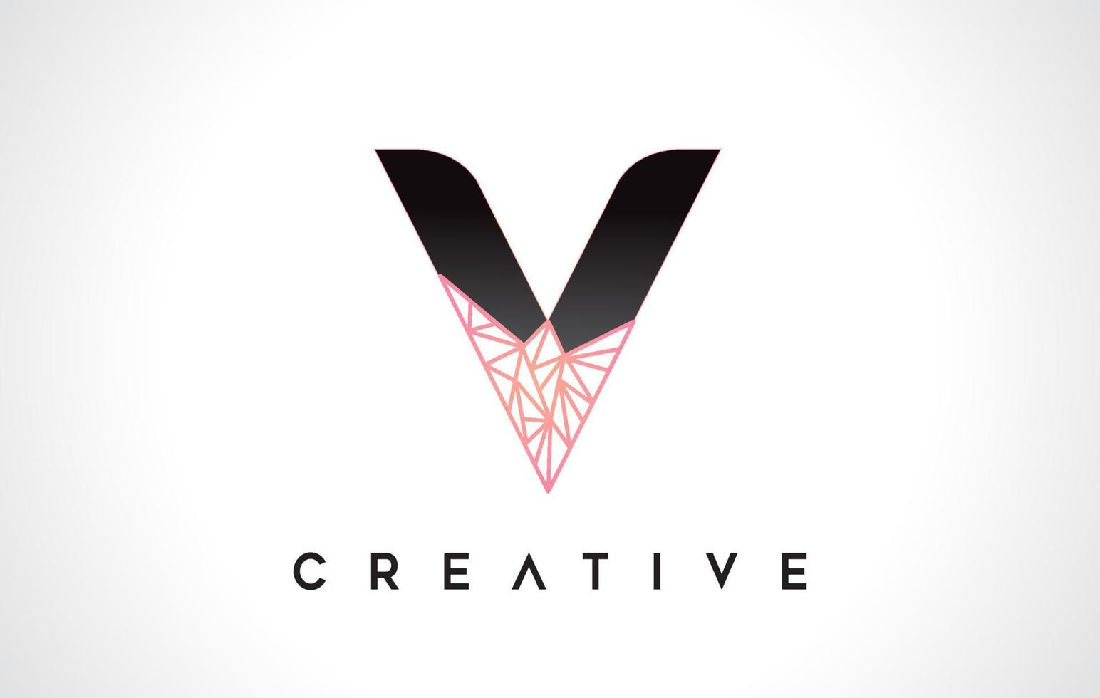 Letter V Beauty Logo. V Letter Design Vector with Origami Look Vector