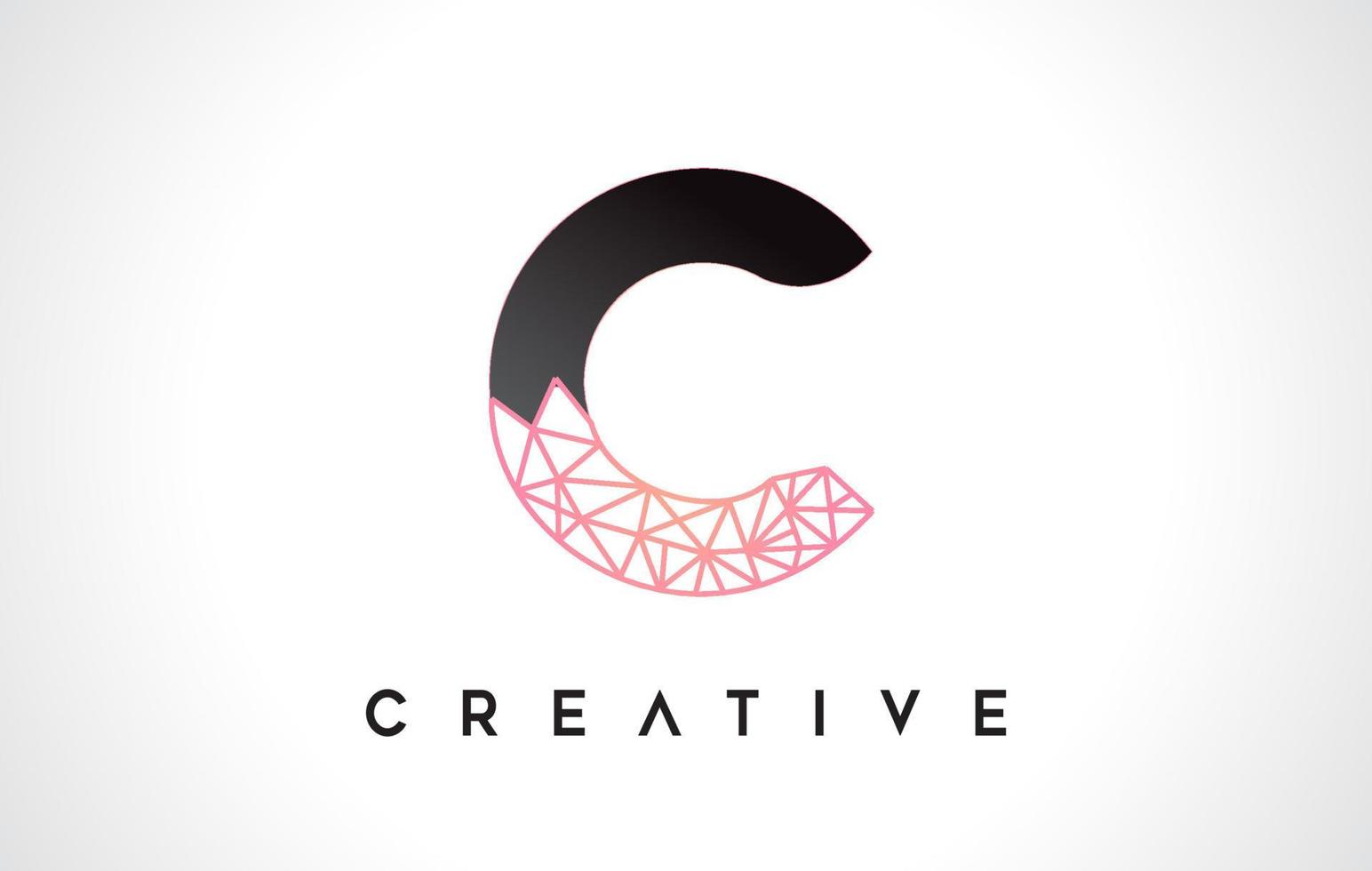 Letter C Beauty Logo. C Letter Design Vector with Origami Look Vector