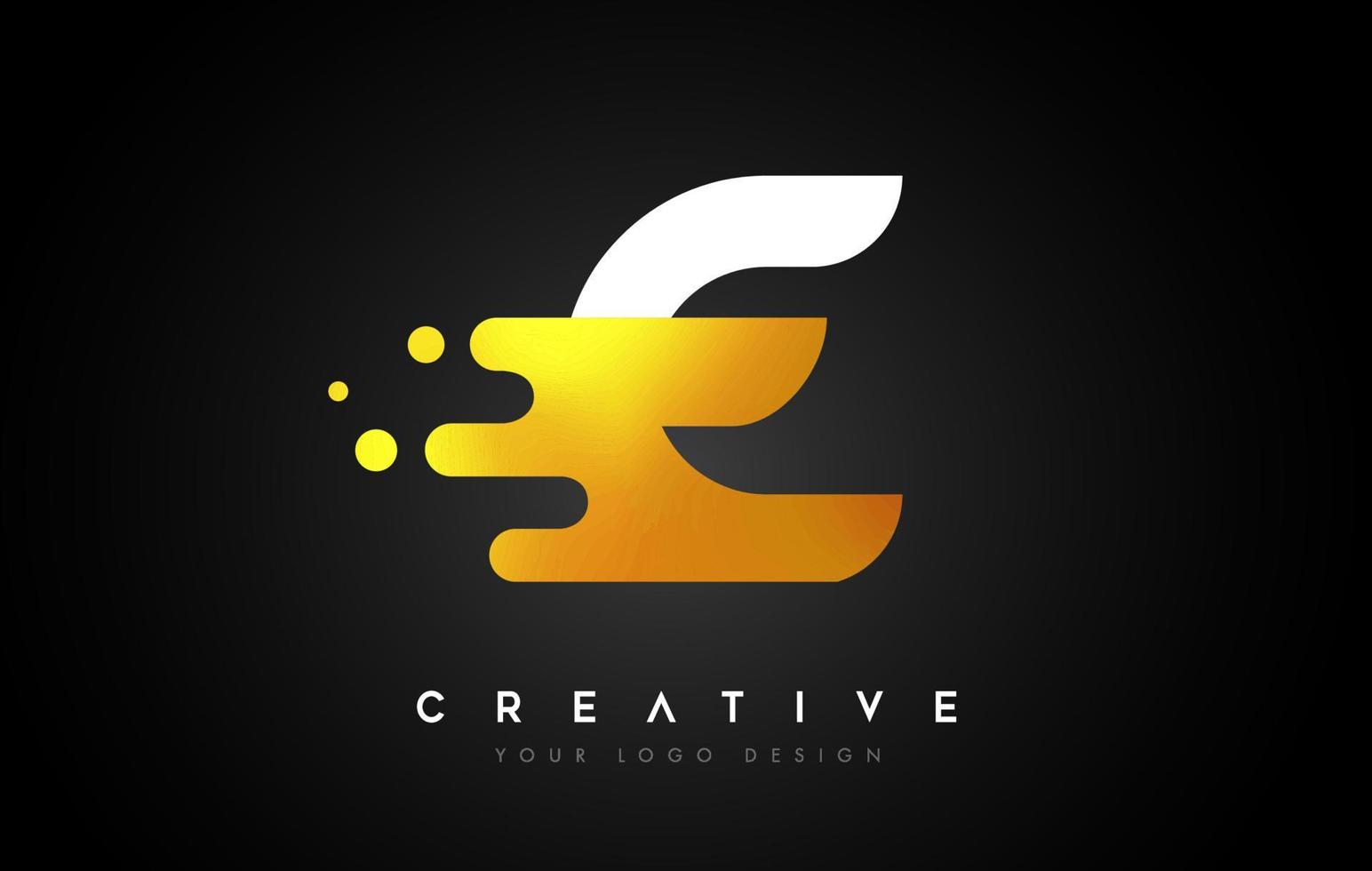 E diseño de logotipo de letra dorada derretida. vector de icono de letra de fluido dorado creativo.
