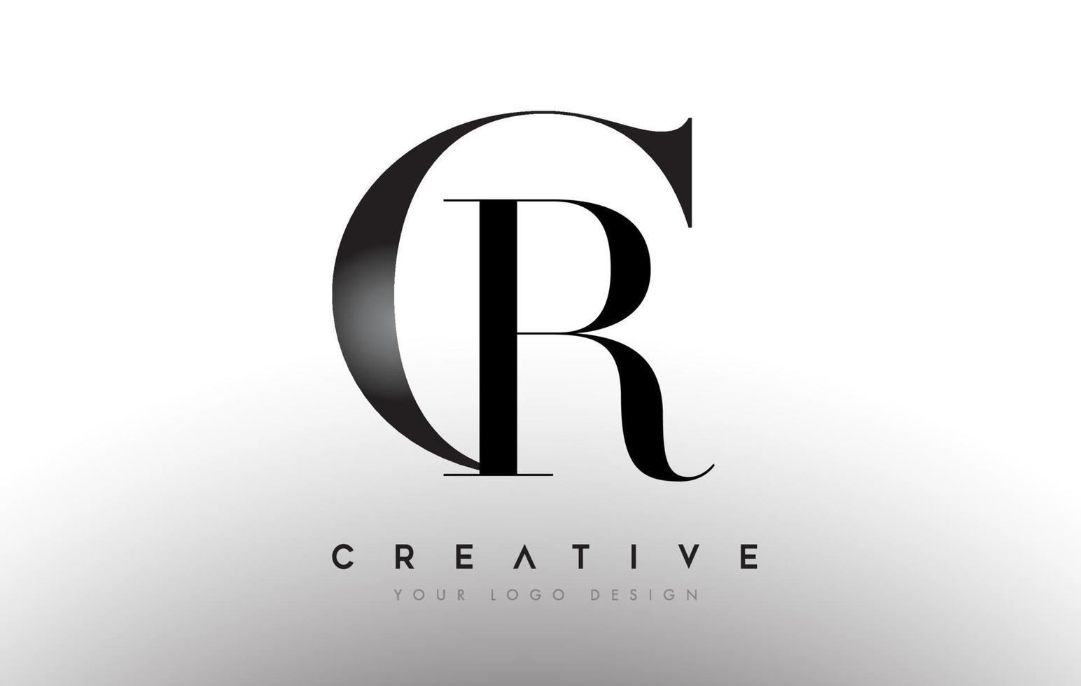 CR cr letter design logo logotype icon concept with serif font and classic elegant style look vector