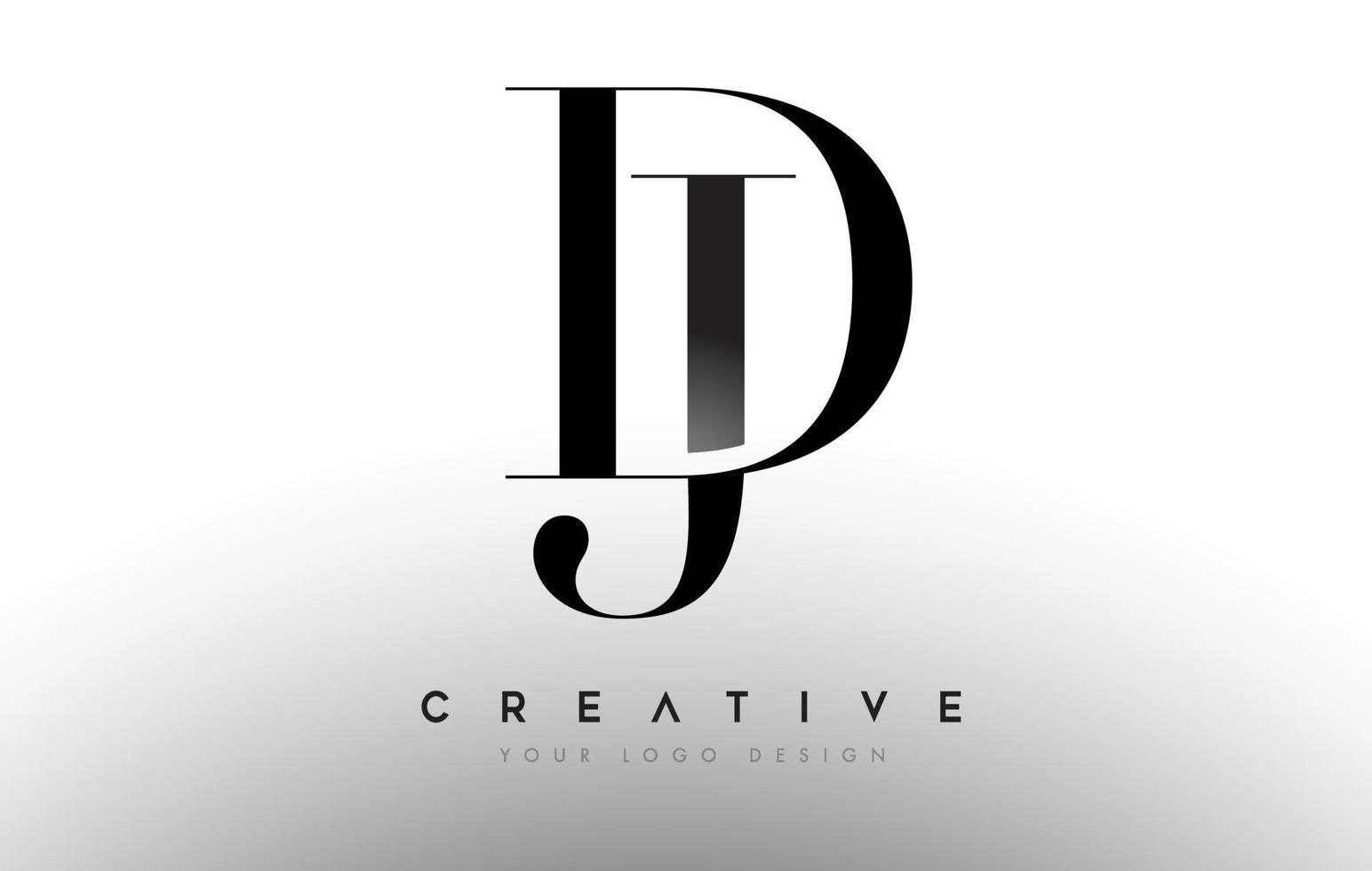DJ dj letter design logo logotype icon concept with serif font and classic elegant style look vector
