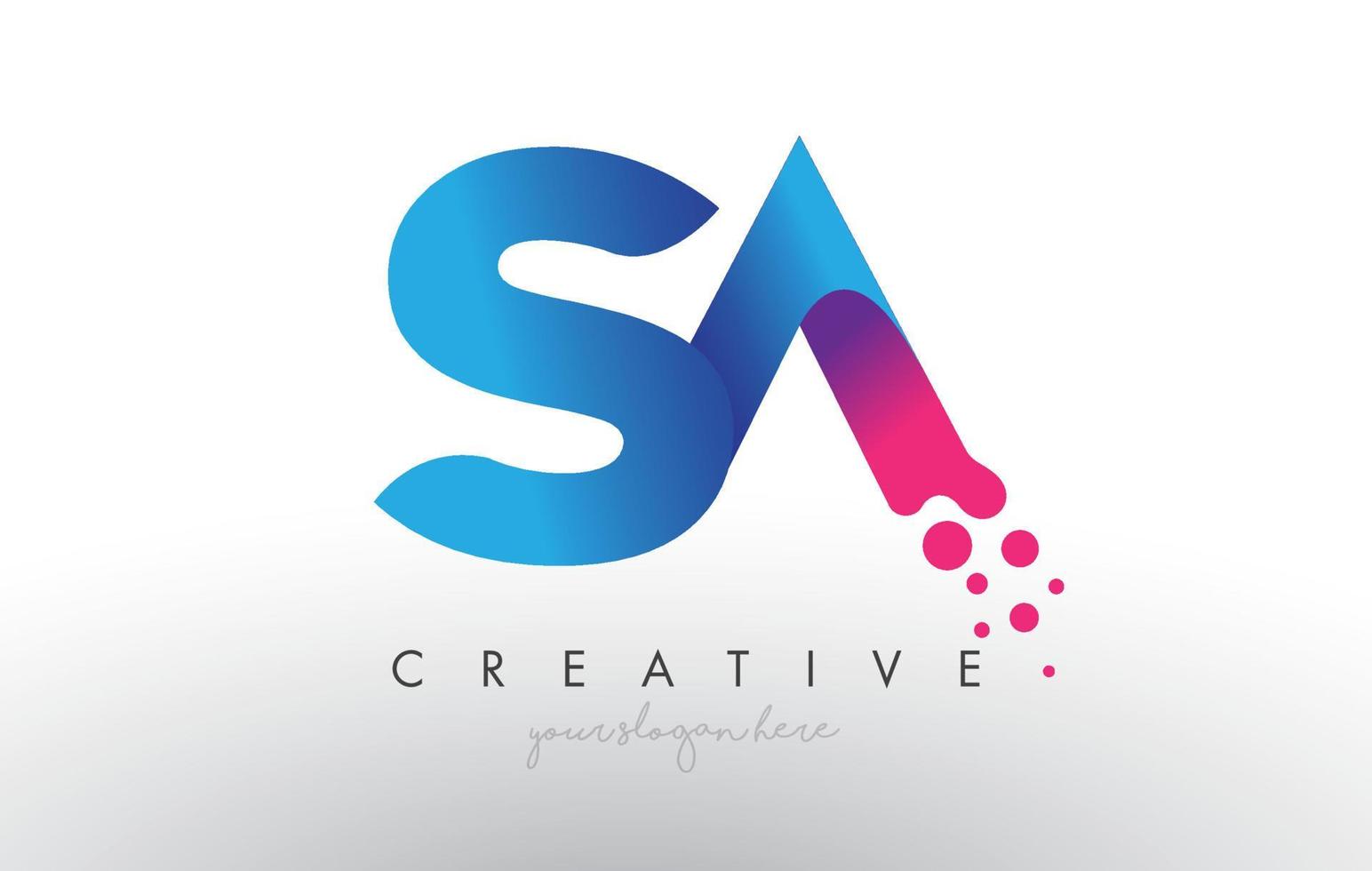 SA Letter Design with Creative Dots Bubble Circles and Blue Pink Colors vector