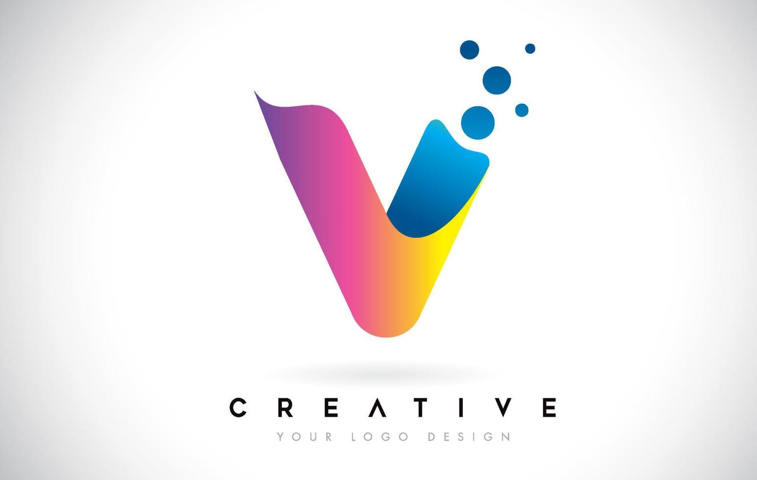 Dots Letter V Logo. V Letter Design Vector with Dots.Vector Lettering Illustration of a Colorful Alphabet with Bubbles.