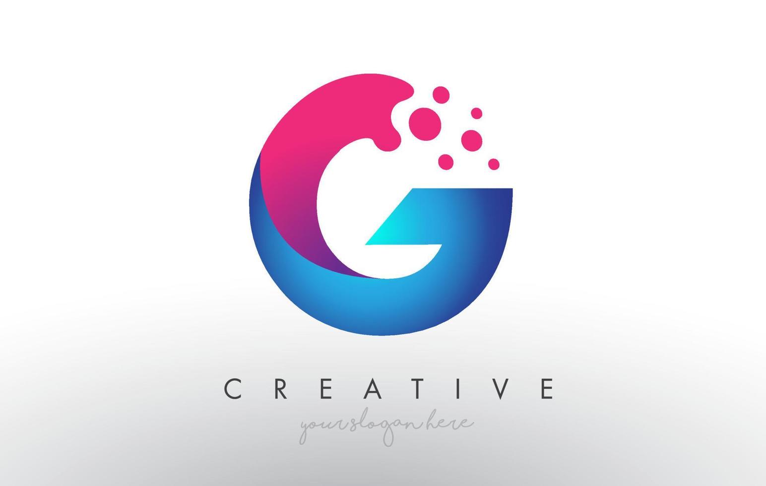 G Letter Design with Creative Dots Bubble Circles and Blue Pink Colors vector