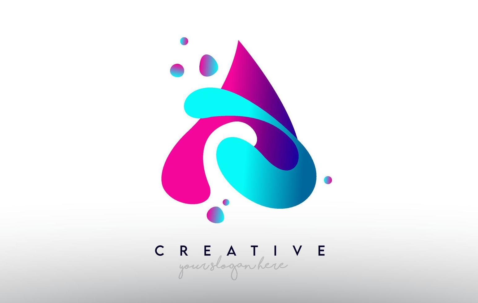 un logotipo de diseño de letra. colores de letra de chicle arcoíris con puntos y formas creativas de colores fluidos vector