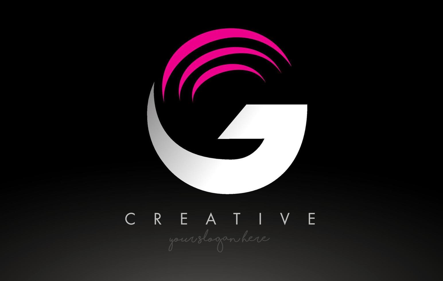 G White and Pink Swoosh Letter Logo Letter Design with Creative Concept Vector Idea