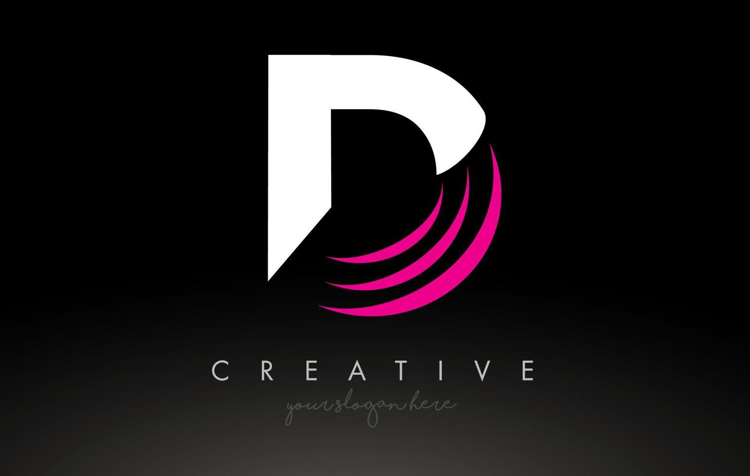 D blanco y rosa swoosh letter logo diseño de letra con concepto creativo idea vectorial vector