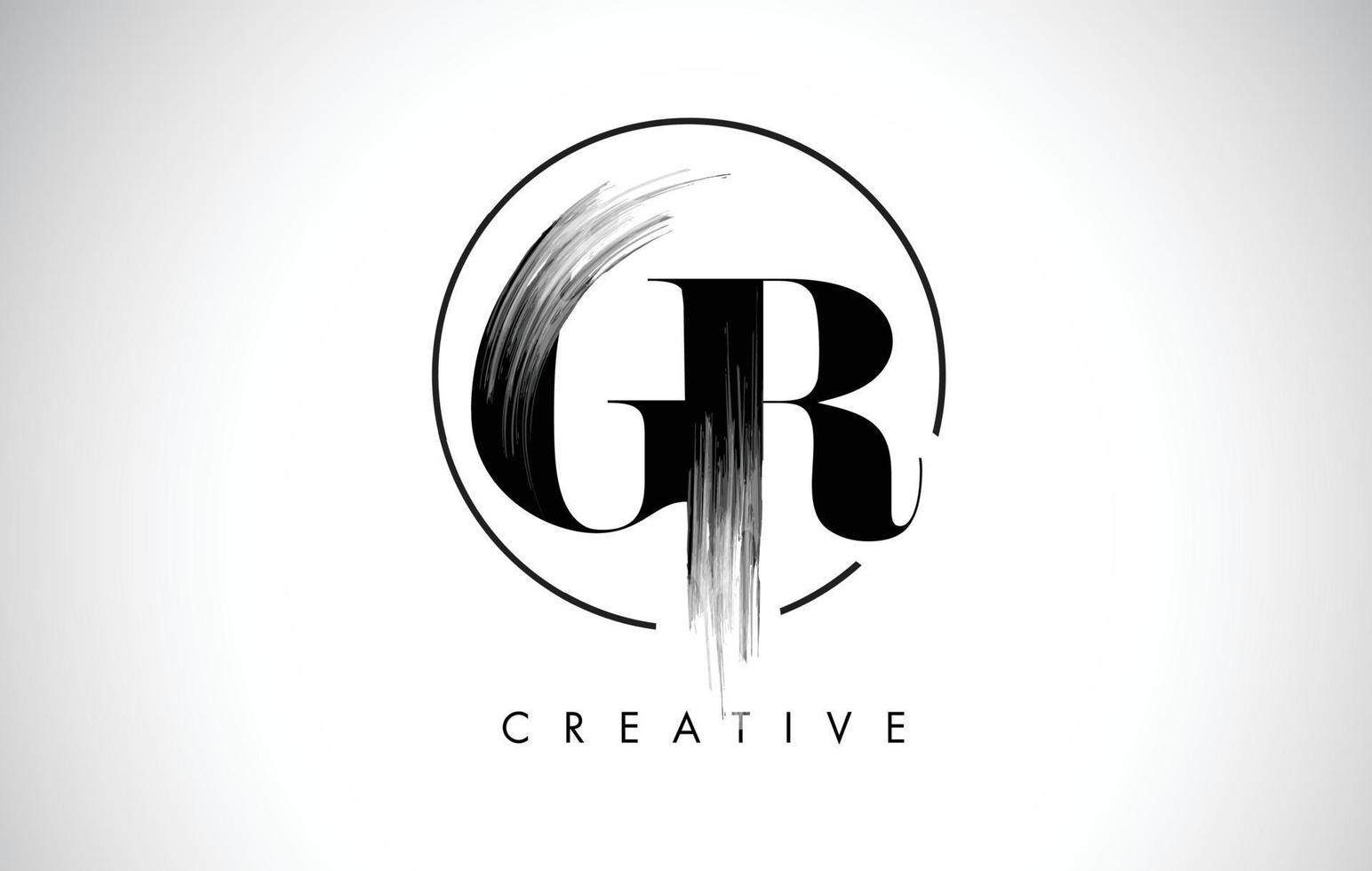 GR Brush Stroke Letter Logo Design. Black Paint Logo Leters Icon. vector