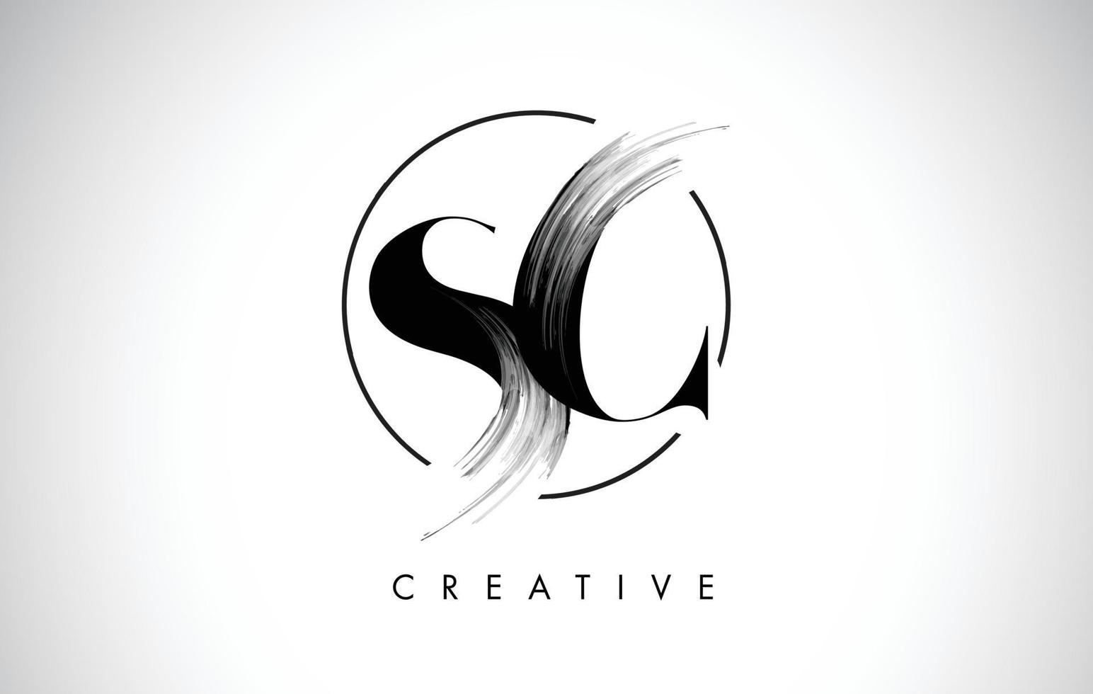SC Brush Stroke Letter Logo Design. Black Paint Logo Leters Icon. vector