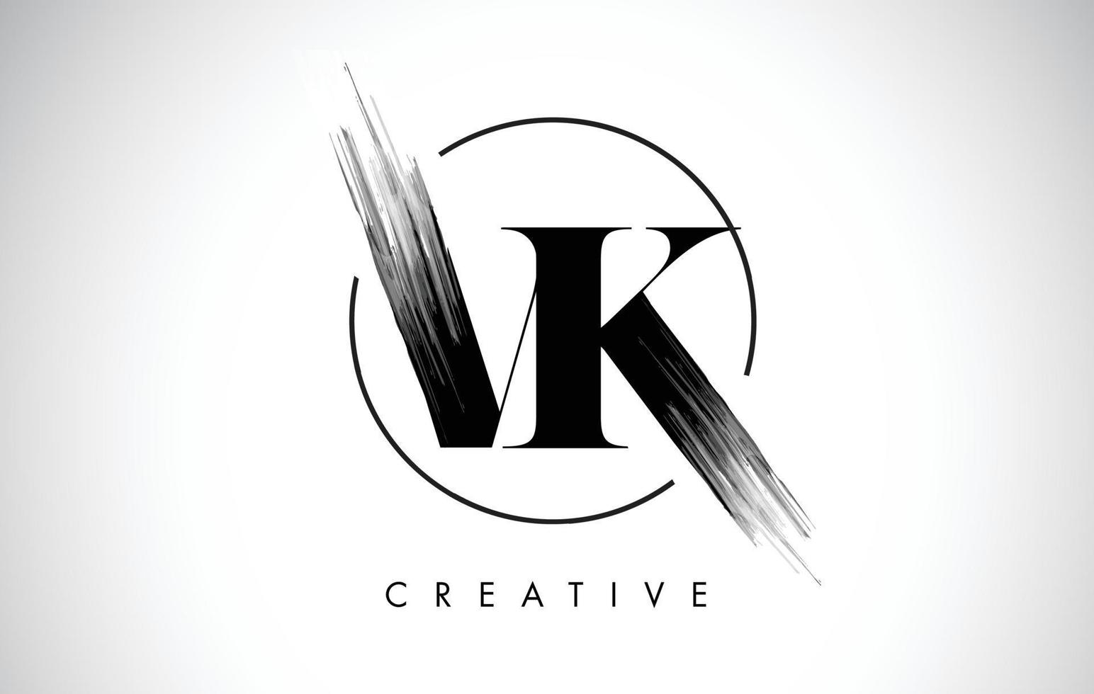 VK Brush Stroke Letter Logo Design. Black Paint Logo Leters Icon. vector