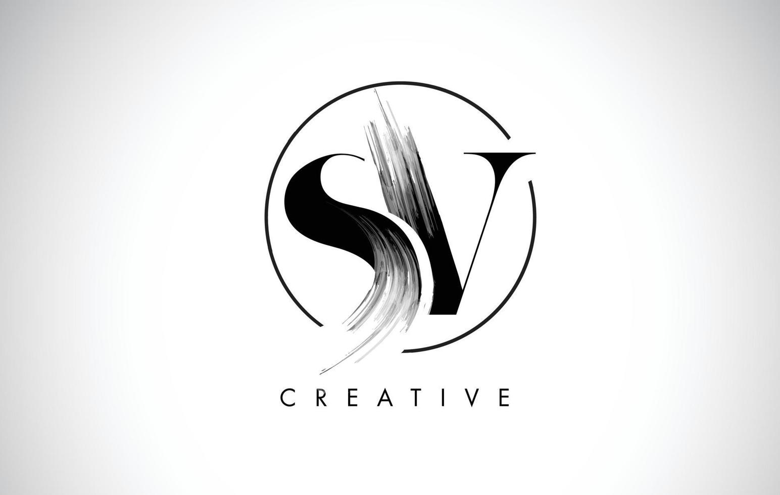 SV Brush Stroke Letter Logo Design. Black Paint Logo Leters Icon. vector