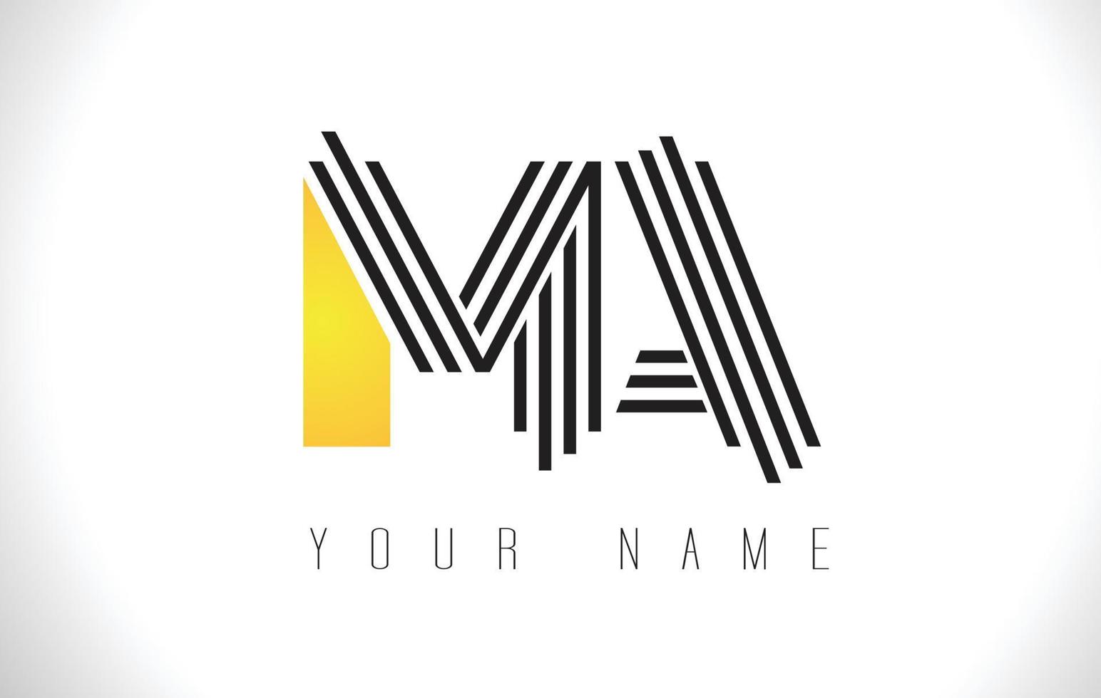 MA Black Lines Letter Logo. Creative Line Letters Vector Template.