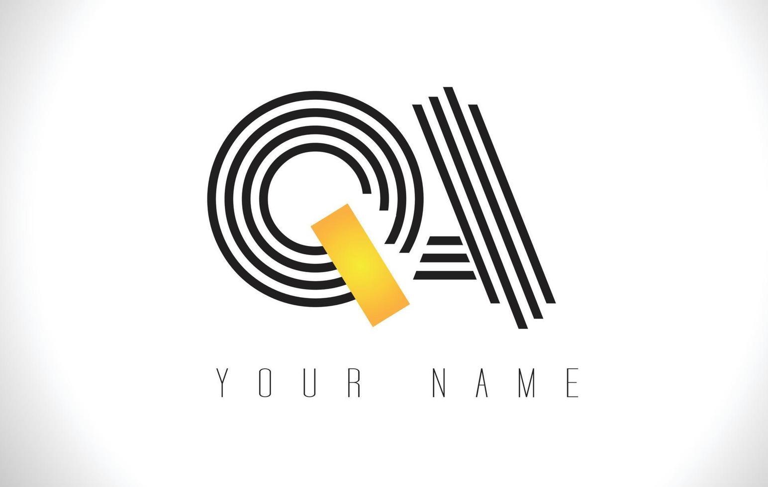QA Black Lines Letter Logo. Creative Line Letters Vector Template.