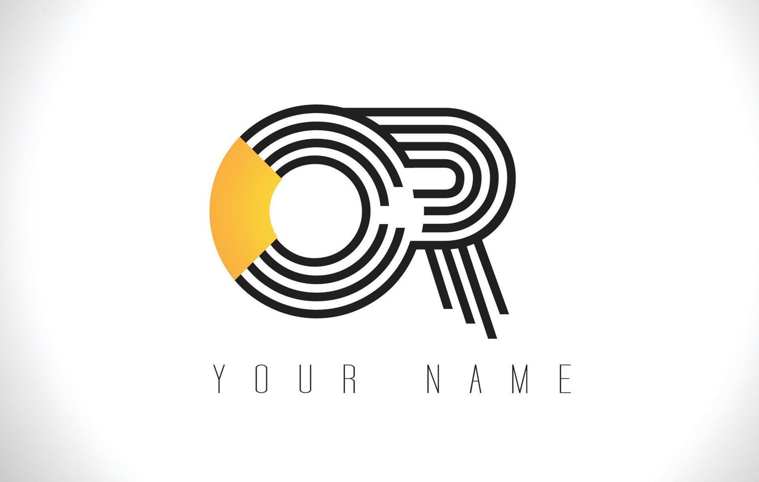 OR Black Lines Letter Logo. Creative Line Letters Vector Template.