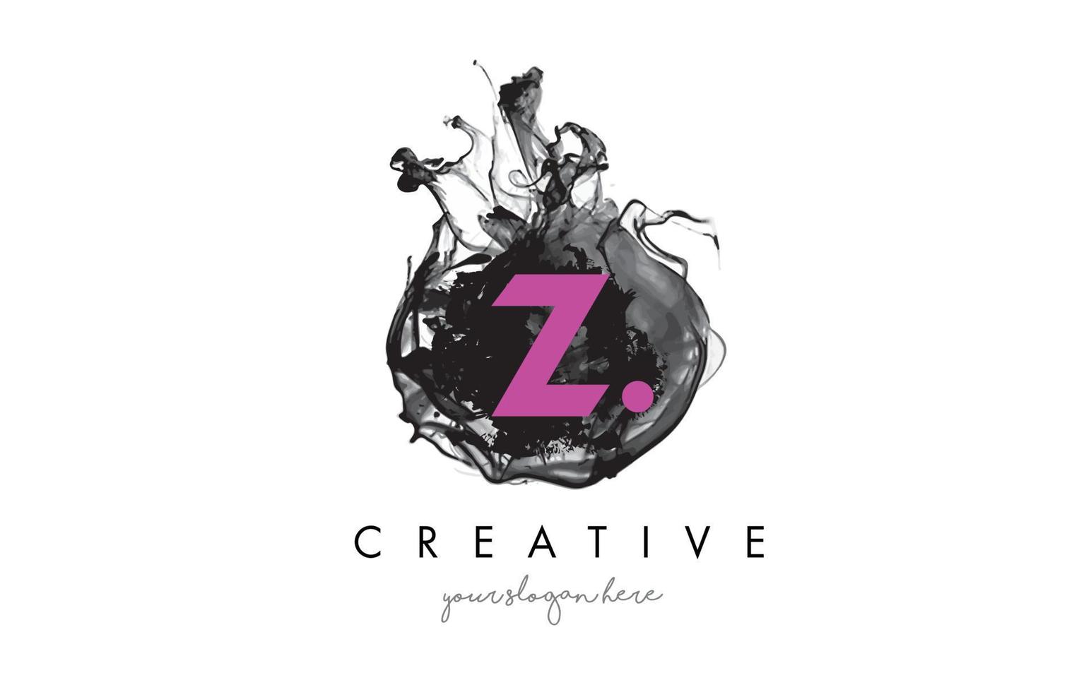 Z Letter Logo Design with Ink Cloud Texture. vector