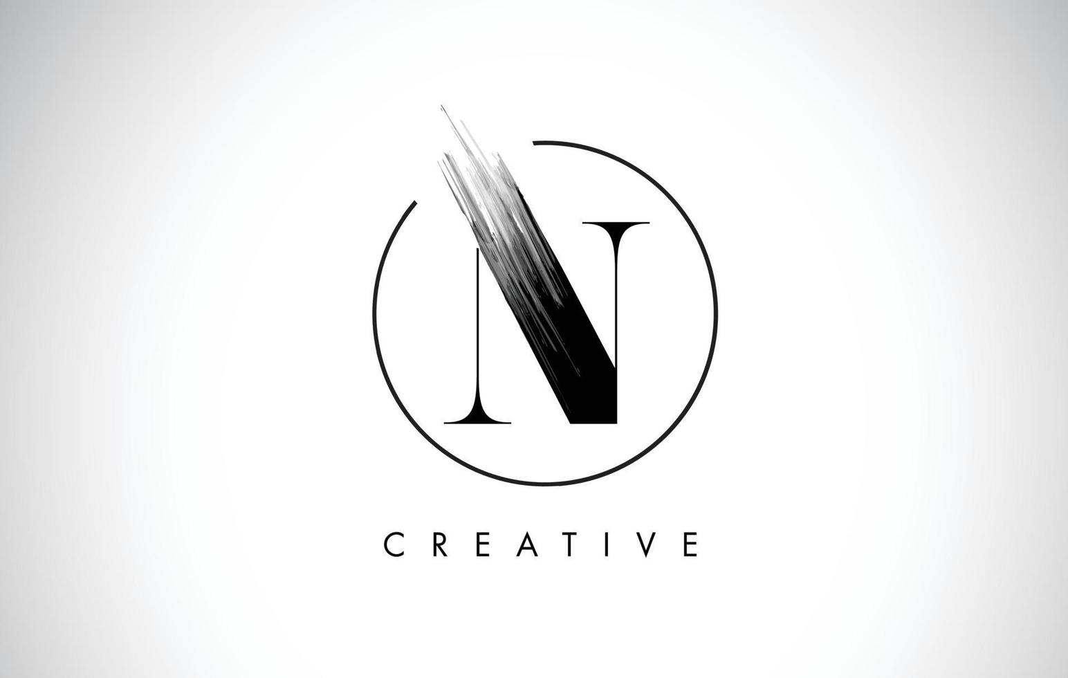 N Brush Stroke Letter Logo Design. Black Paint Logo Leters Icon. vector