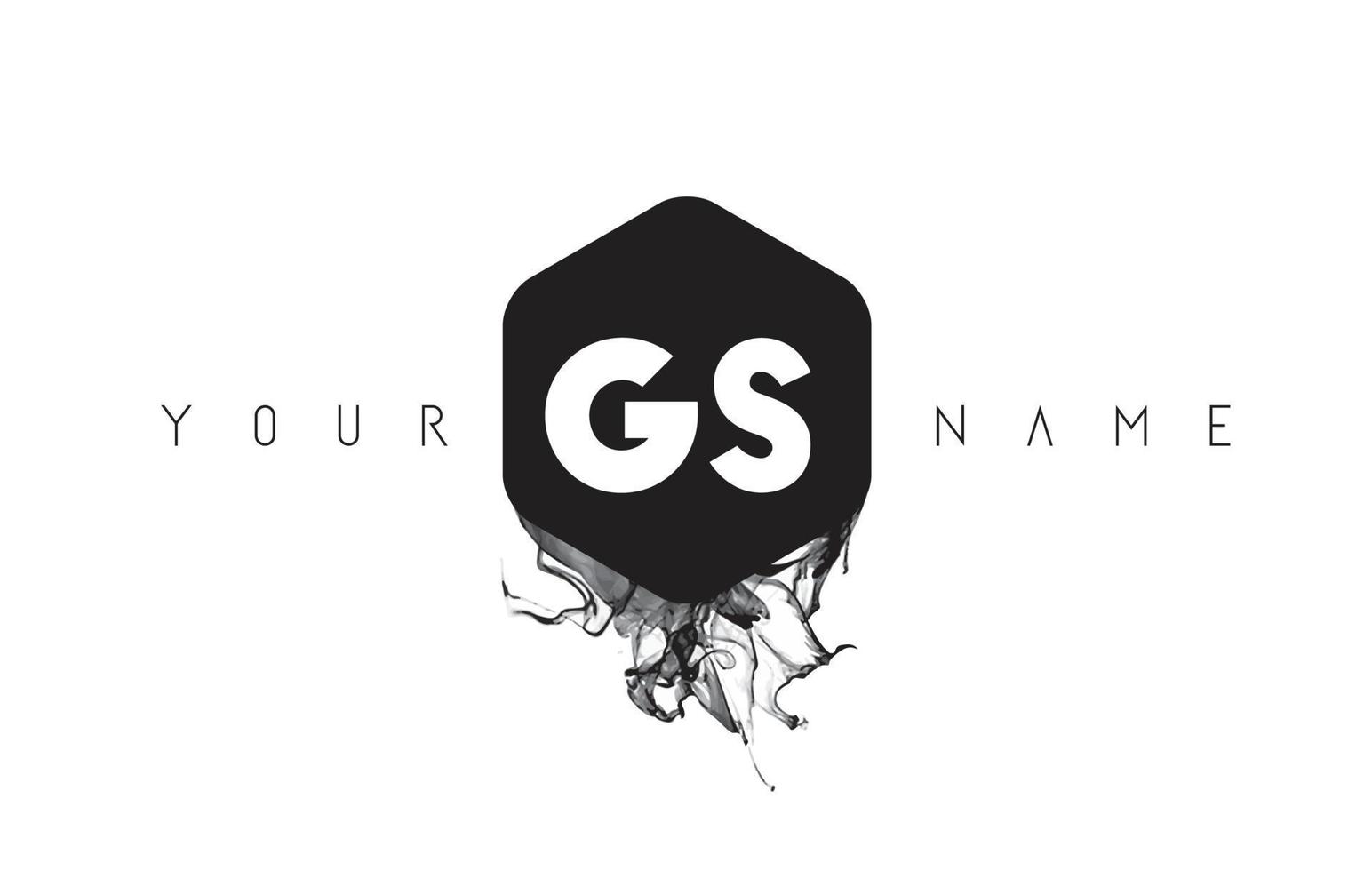 GS Letter Logo Design with Black Ink Spill vector