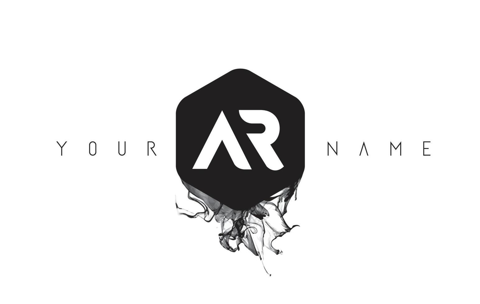 AR Letter Logo Design with Black Ink Spill vector