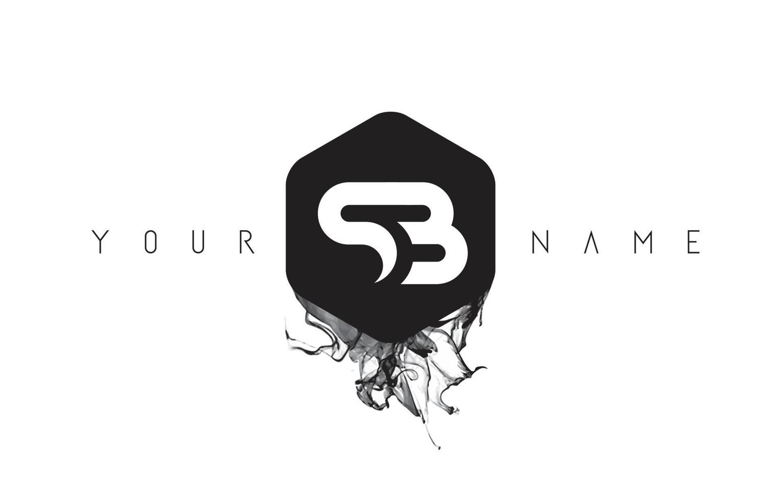 Diseño de logotipo de letra sb con derrame de tinta negra. vector