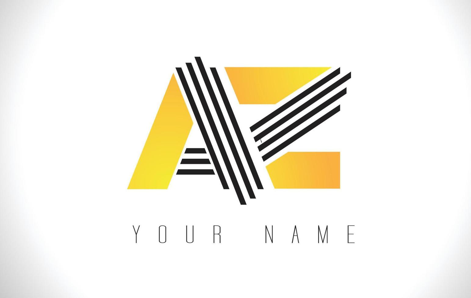 AZ Black Lines Letter Logo. Creative Line Letters Vector Template.
