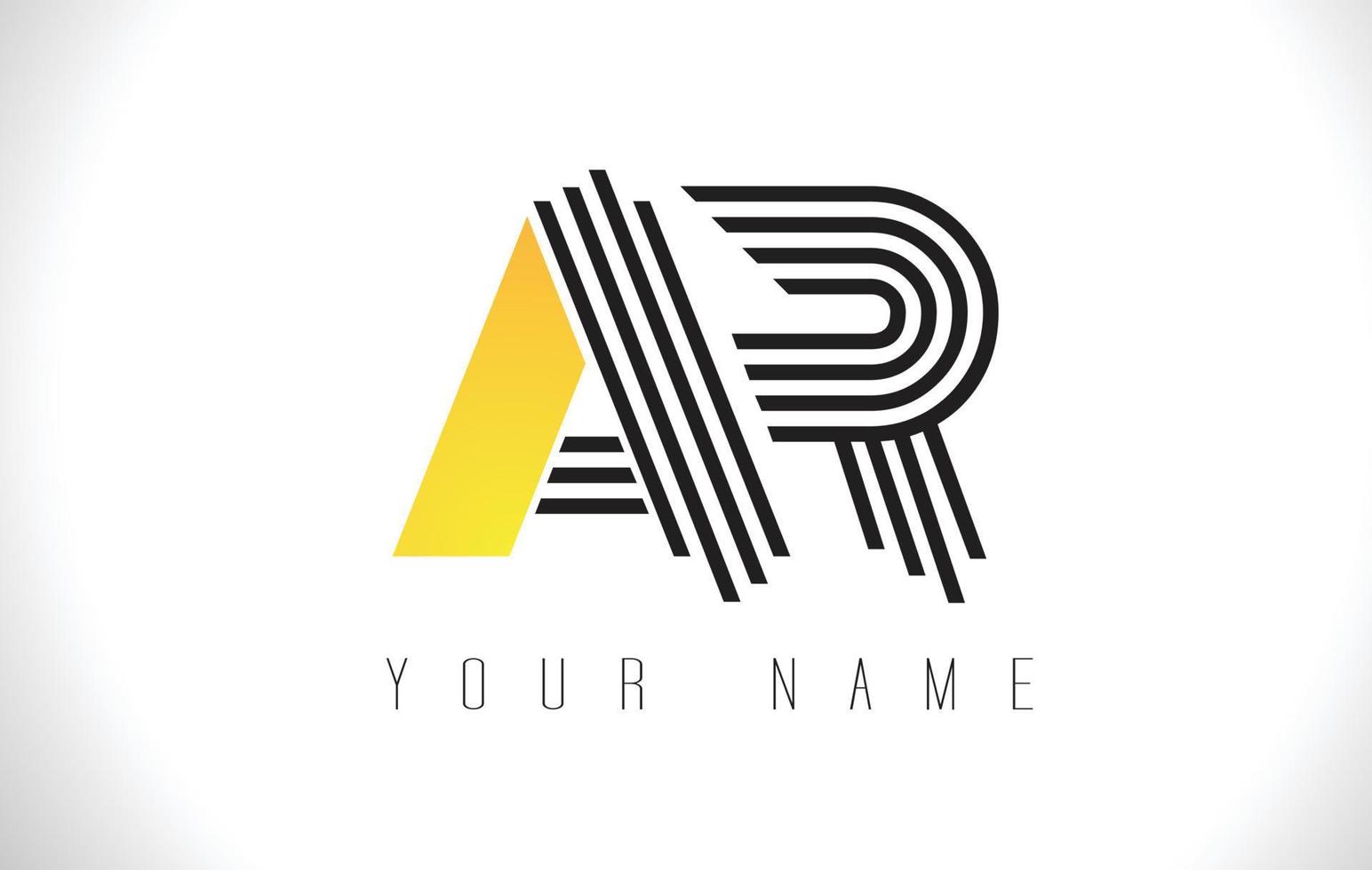 AR Black Lines Letter Logo. Creative Line Letters Vector Template.