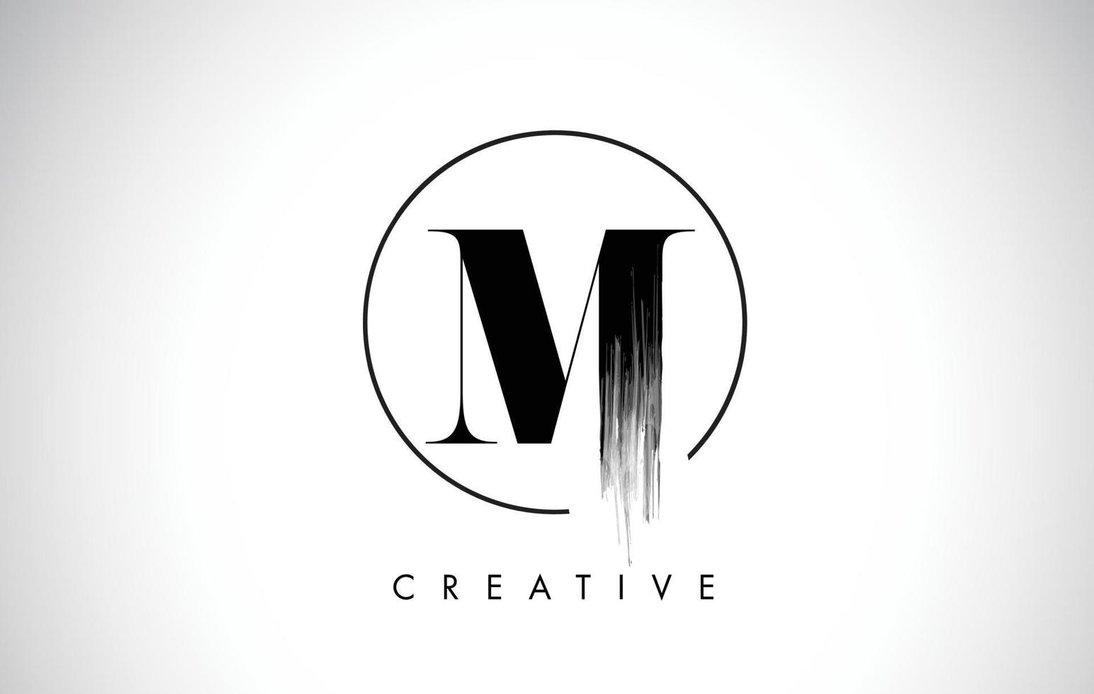 M Brush Stroke Letter Logo Design. Black Paint Logo Leters Icon. vector