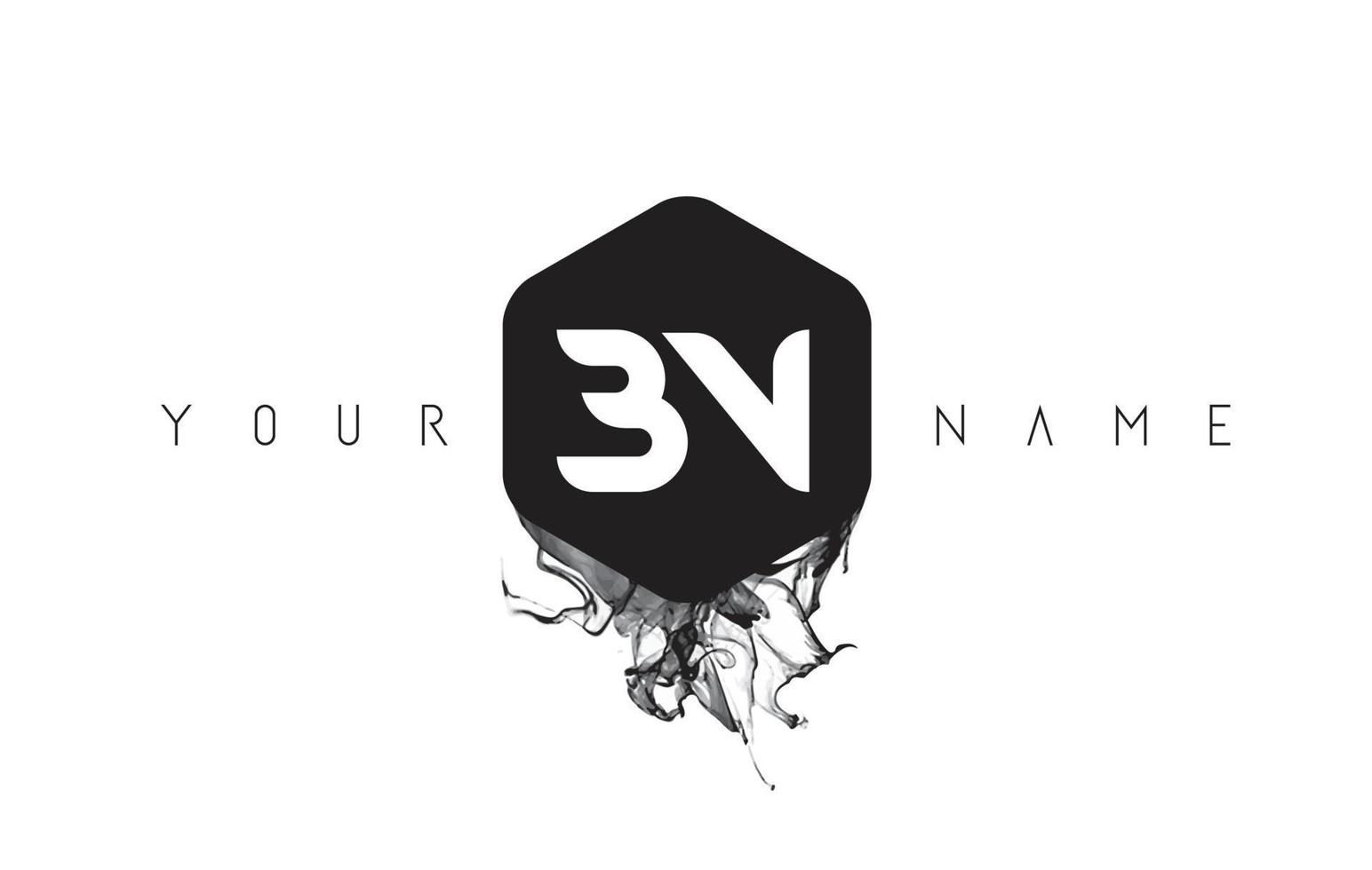 BN Letter Logo Design with Black Ink Spill vector