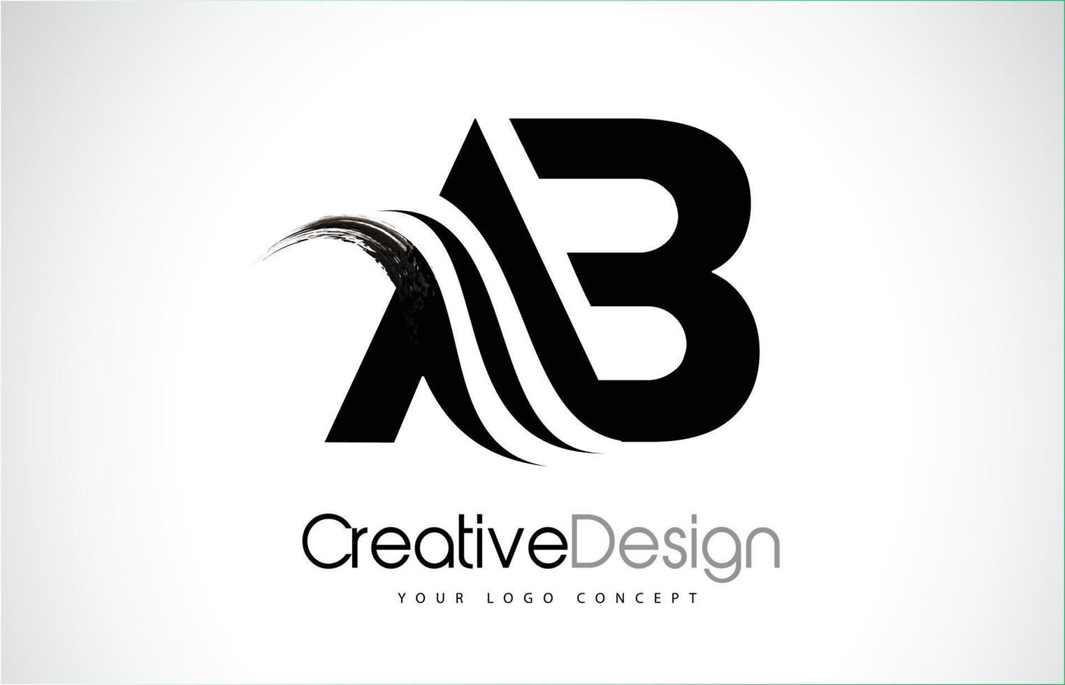 AB A B Creative Brush Black Letters Design With Swoosh vector