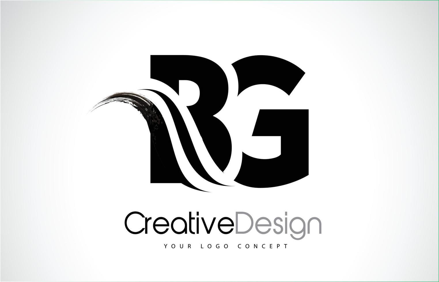 BG B G Creative Brush Black Letters Design With Swoosh vector